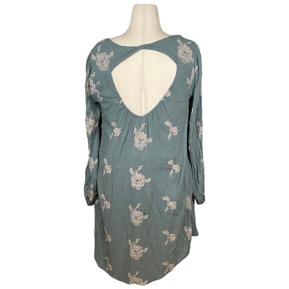 Free People Emma Embroidered Swing Dress in Misty Green Size: L - Picture 6 of 7